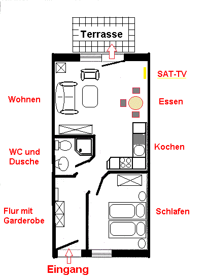 Raumaufteilung der Ferienwohnung